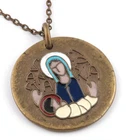 FRANCE - Elie Pellegrin - SANTA MARIA MODERNIST ENAMEL MEDAL PENDANT NECKLACE