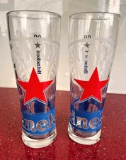 2 x Heineken Zero 0.0 Star NUCLEATED HALF Pint Glasses Brand New Free Postage