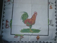 Park Imports Mosaic Country Rooster Farm Animals Kitchen Towel NEW