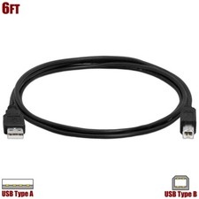 6FT USB 2.0 Type A Male to Type B Male Printer Scanner Cable Cord Black