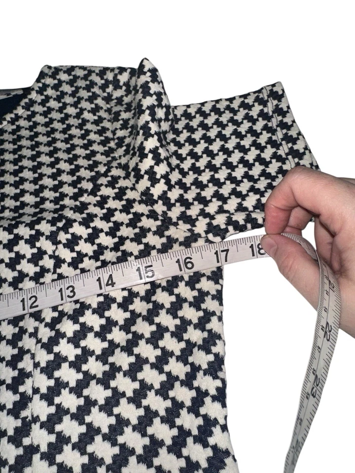 Dorothy Perkins Fit & Flare Houndstooth 连衣裙 8 码海军蓝短袖 — 第 4/4 张图片