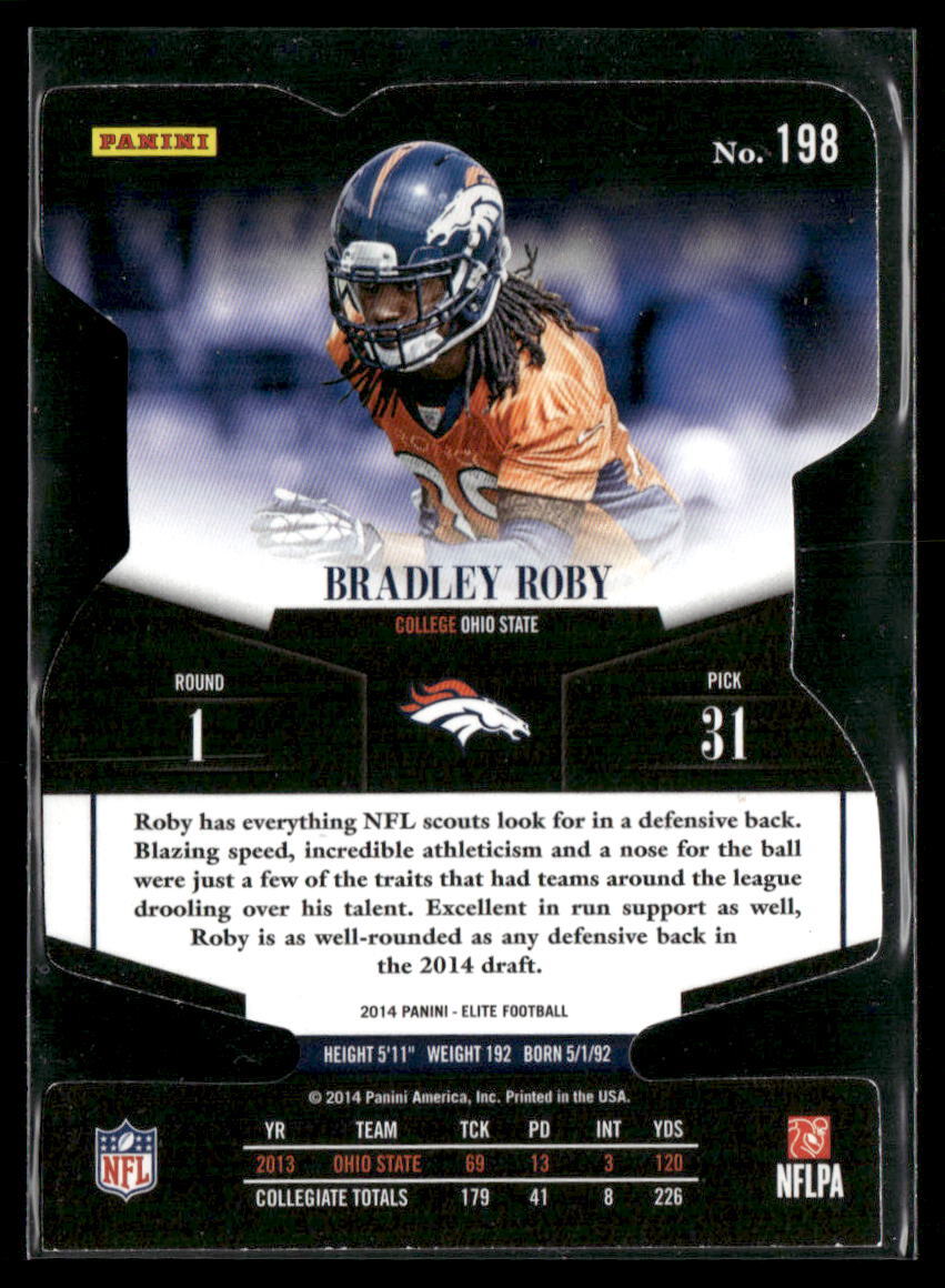 2014 Panini Elite Bradley Roby 198 Aspirations SN Denver Broncos