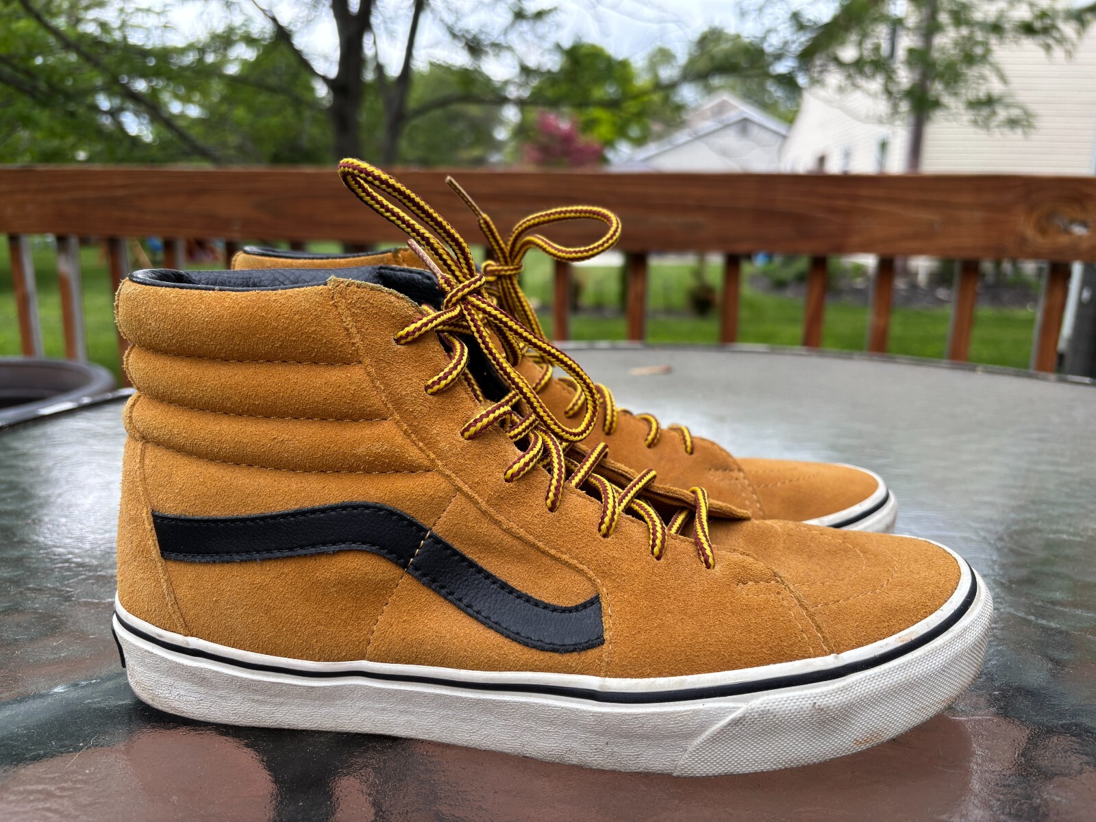 Wheat Mens Brown Vans Vans Sk8-Hi Wheat Suede High Shoes Gold