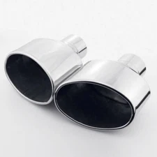 2.5" Inlet Exhaust Tips Oval Out Slant Rolled 8" Length Weld On Stainless Steel