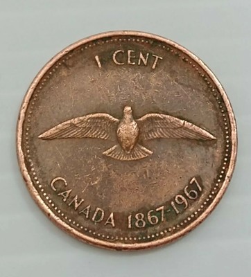 1867 1967 penny canadian coin canada cent centennial dove copper