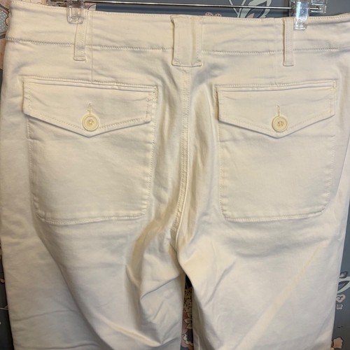 Cabi 5690 Cropped Wide Leg Utility Pants White Cream Denim Womens Size 12 - Picture 13 of 13