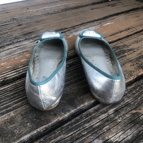 Seychelles Silver Aqua Ballet Flats Sz 8 Sling Pocket With Clasp Shoes Womens - Picture 4 of 6