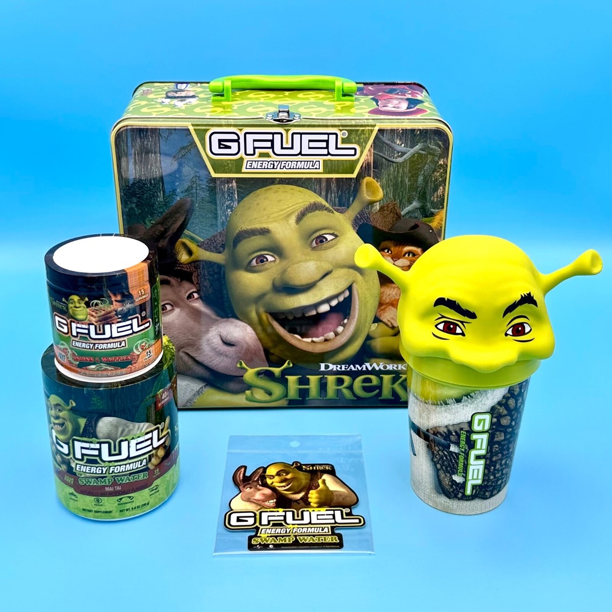 G Fuel Shrek 5 Metal Collector's Lunch Box 2 Energy Tubs Shaker