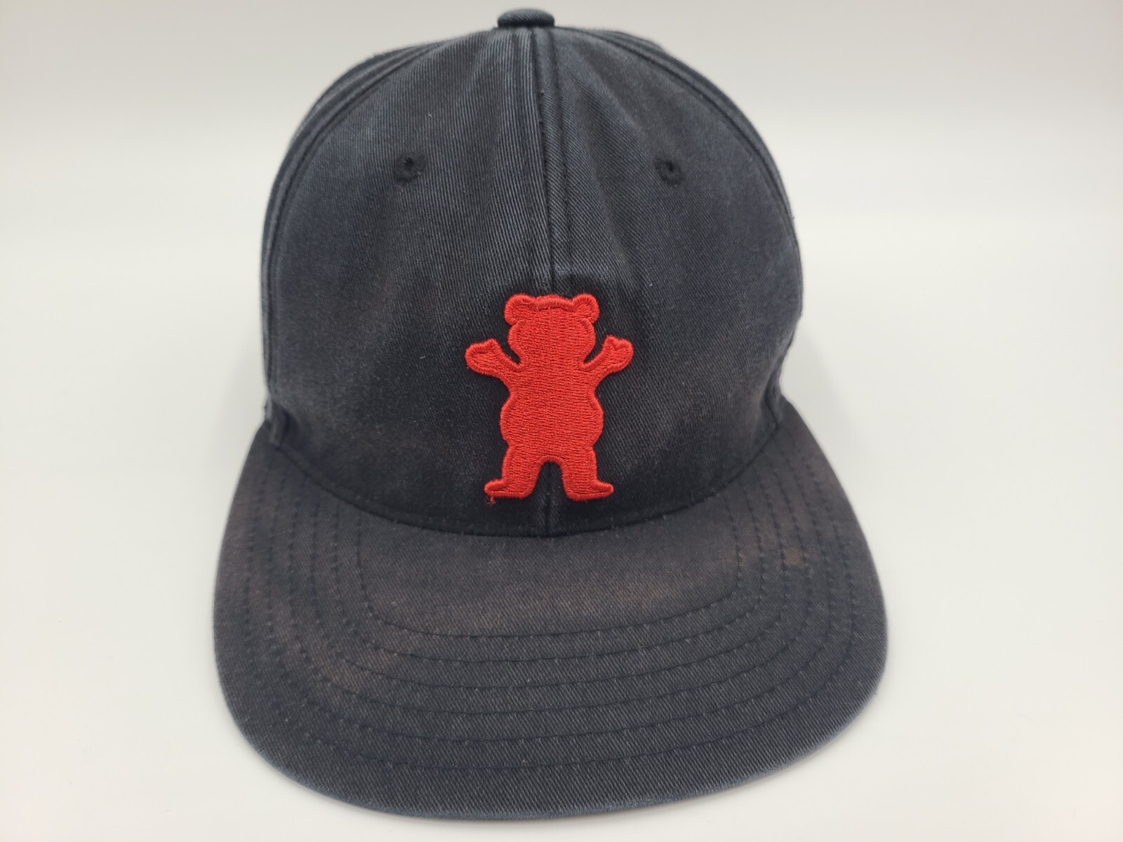 Grizzly Griptape Bear Distressed Snapback Hat Cap Skate Skateboard Dad Men Black