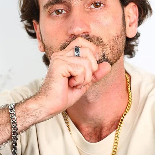 8mm Hammer Spinner Mens Ring Fashion Engagement Band Ring for Men Comfort fit - Image 2 of 4