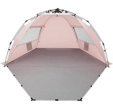 4 Person Beach Tent Sun Shelter - Portable Sun Shade Pink, Oileus X-Large