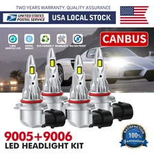9005 9006 LED Headlights Kit Combo Bulbs 6000K High Low Beam Super White Brigh