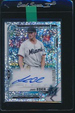 JAKE EDER AUTO 1st 2021 Bowman Chrome Prospects SPECKLE REFRACTOR/299 Marlins RC