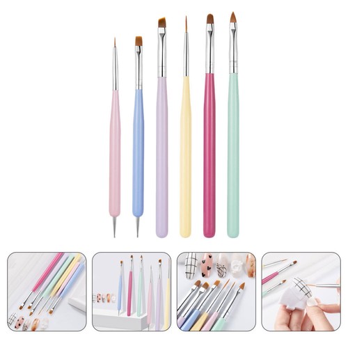 6 Pezzi Pennelli per Nail Liner Pennelli in Polvere per Nail Art Liner Pennello - Foto 11 di 12