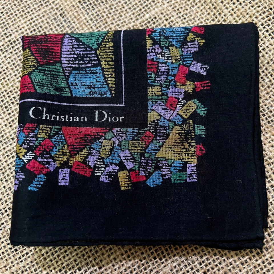 PAÑUELO HOMBRE NEGRO MOSAICO ARTE ROJO ABSTRACTO VINTAGE ALGODÓN PAÑUELO DE BOLSILLO 17" Foto 2 de 3