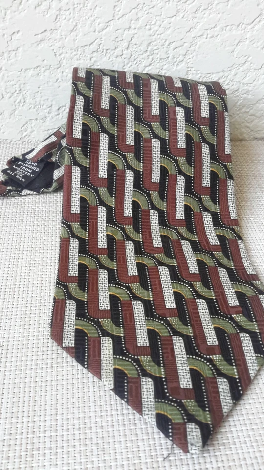 Corbata Monterey Bay por J.Blades & Co. Para Hombres 100% Seda Patrón Geométrico Pre-ow Foto 3 de 4