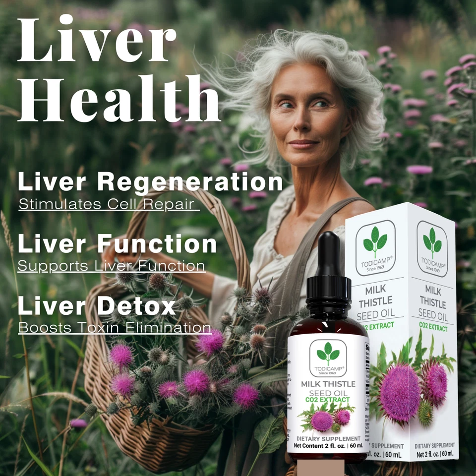 Масло расторопши Todicamp для поддержки печени 2 жидких унции капли расторопши - Изображение 4 из 4