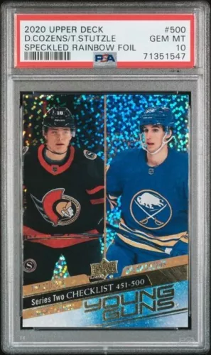 TIM STUTZLE DYLAN COZENS 2020 YOUNG GUNS CHECKLIST SPECKLED FOIL PSA 10 POP 1!🔥