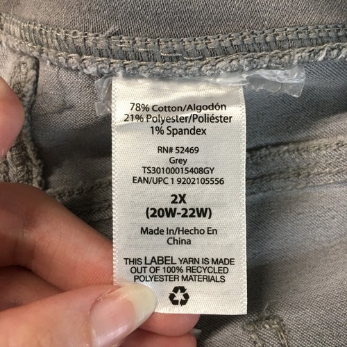 Terra Sky Ankle Skinny Pants Womens 2X Plus (actual 44x28) Gray Cotton Blend NEW - Picture 18 of 21