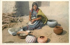 C-1910 Arizona Native Moki Indian woman making pottery Postint Postcard 25-1223