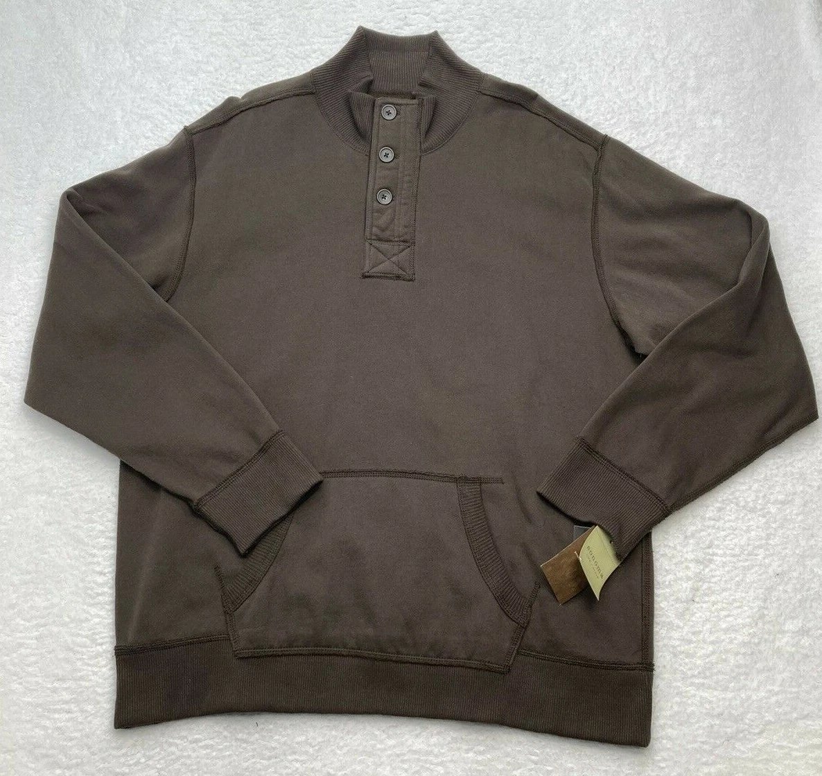 Sonoma Men s Life Style Sweater XL Extra Large 1 4 Button Zip Brown Pockets