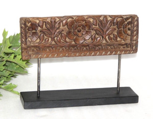 Antique Wooden Floral Carving Panel Plaque Original Old Hand Carved