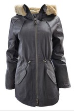 Hoodlamb Women's Dark Grey Natural Hemp Hooded Warm Parka 420 Nwt