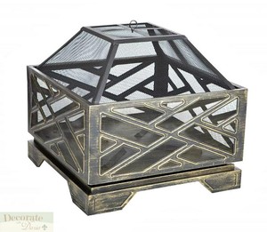FIRE PIT WOOD BURNING Catalano 26" Square Bronze Steel ...