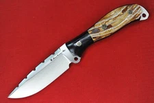 Busse Custom Mountain Duty .16” Satin INFI Blade, Full Spalted Tan Marble Handle