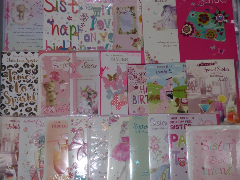 SISTER BIRTHDAY CARD CUTE TRADITIONAL CHILD ADULT LARGEST CHOICE of 30+ QUALITY