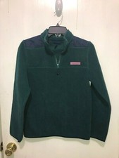 Vineyard Vines Fleece Pullover Youth Large 1/4 Zip Green Long Sleeve Polyester
