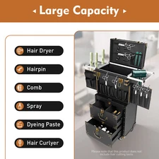 Salon Rolling Trolley Cart Spa Beauty Luggage Hairdressing Barber Tool Bag Black