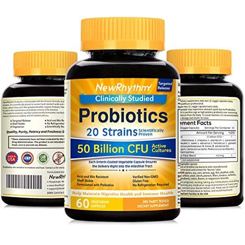 NewRhythm Probiotics 50 Milliarden KBE 20 Sorten, 60 pflanzliche Kapseln - Bild 2 von 7