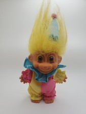Vintage Russ Troll Doll Clown 5" Yellow Hair Blue Party Hat Item 18317 90s Toy