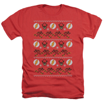 THE FLASH UGLY CHRISTMAS SWEATER Licensed Adult Men's Heather Tee Shirt SM-3XL