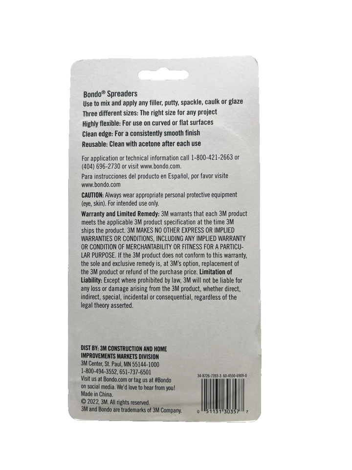 Esparcidores de plástico Bondo, 3 tamaños diferentes, hace relleno corporal paquete de 2 Foto 3 de 3