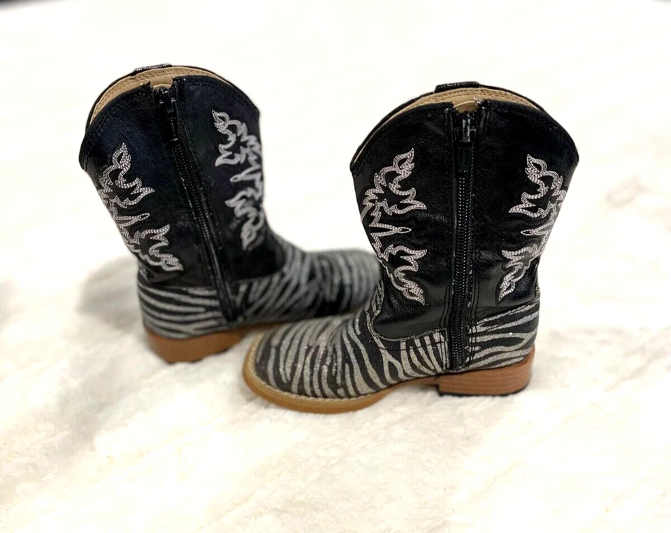 Botas de Vaquero Roper para Niñas Pequeñas Cebra Brillante Talla 8 Infantil Foto 3 de 4