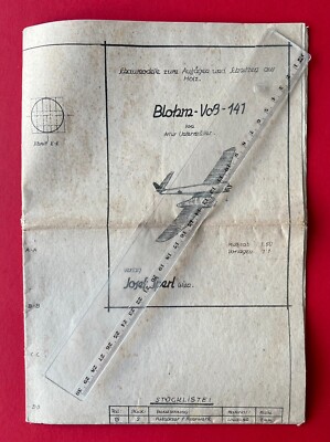 Modellbau Bauplan um 1940 Blohm - Voß - 141 Verlag Josef Sperl Wien   ( F23563