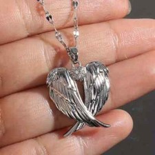 Silvery Angel Wings Feather Fashion Pendant Necklace Women Creative Gift