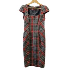 Womens EVie Collection Sleeveless Short Dress Check Tartan Red Grey UK Size 8