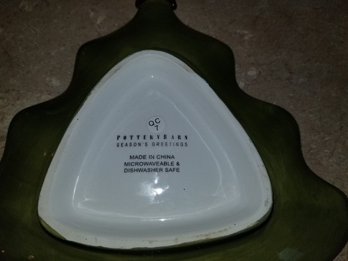 POTTERY BARN ~ Season's Greetings Set 3 Christmas Holiday Tree Appetizer Plates - Picture 3 of 3