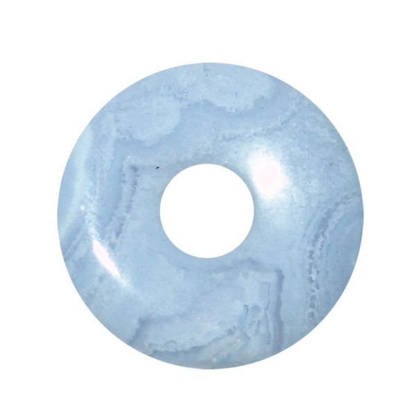 Chalcedon 30 Mm Ø Donut AnhäNger Rund SchöNe Hellblau Farbe Mit Maserung-image