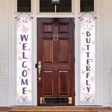 Butterfly Baby Shower Porch Banner 12x72 Inch Decorations, A Little Butterfly