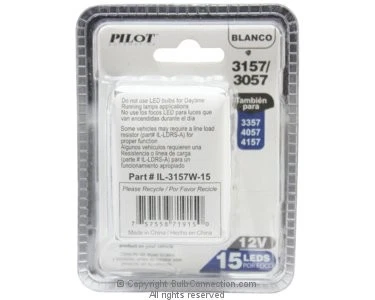 NUEVO Pilot Automotive BC9746 3157 Bombilla LED BLANCA, Paquete de 2 IL-3157W-15  Foto 2 de 3