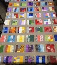 Quilt Twin Size 80  X 52  Multicolored Patch Work Tied Cozy Backing EUC 
