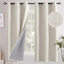 YoungsTex Linen Blackout Curtains 63 Inch Length for Bedroom, Thermal Insulat...