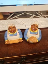 Clay Art Female Bakers Salt & Pepper Shaker Set Southern Vtg