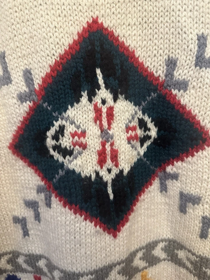 Vintage Boston Traders Wool Blend Knit Sweater Geometric Men’s L Style 80’s - Image 2 of 4