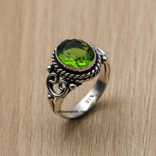 Green Peridot Gemstone 925 Sterling Silver Ring Handmade Jewelry Ring For Gift