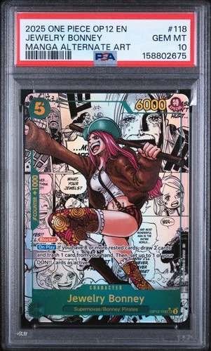 2025 ONE PIECE OP12-LEGACY OF THE MASTER #118 JEWELRY BONNEY PSA 10